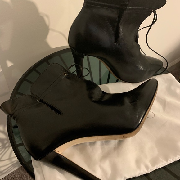 Jimmy Choo Drawstring Black Leather Ankle Boot - Picture 3 of 4
